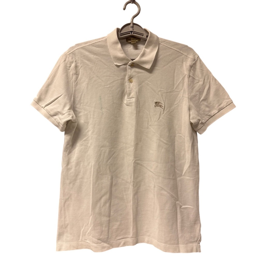 Burberry Brit Polo Shirt Mens Medium White Short Sleeve Logo Casual *see/read